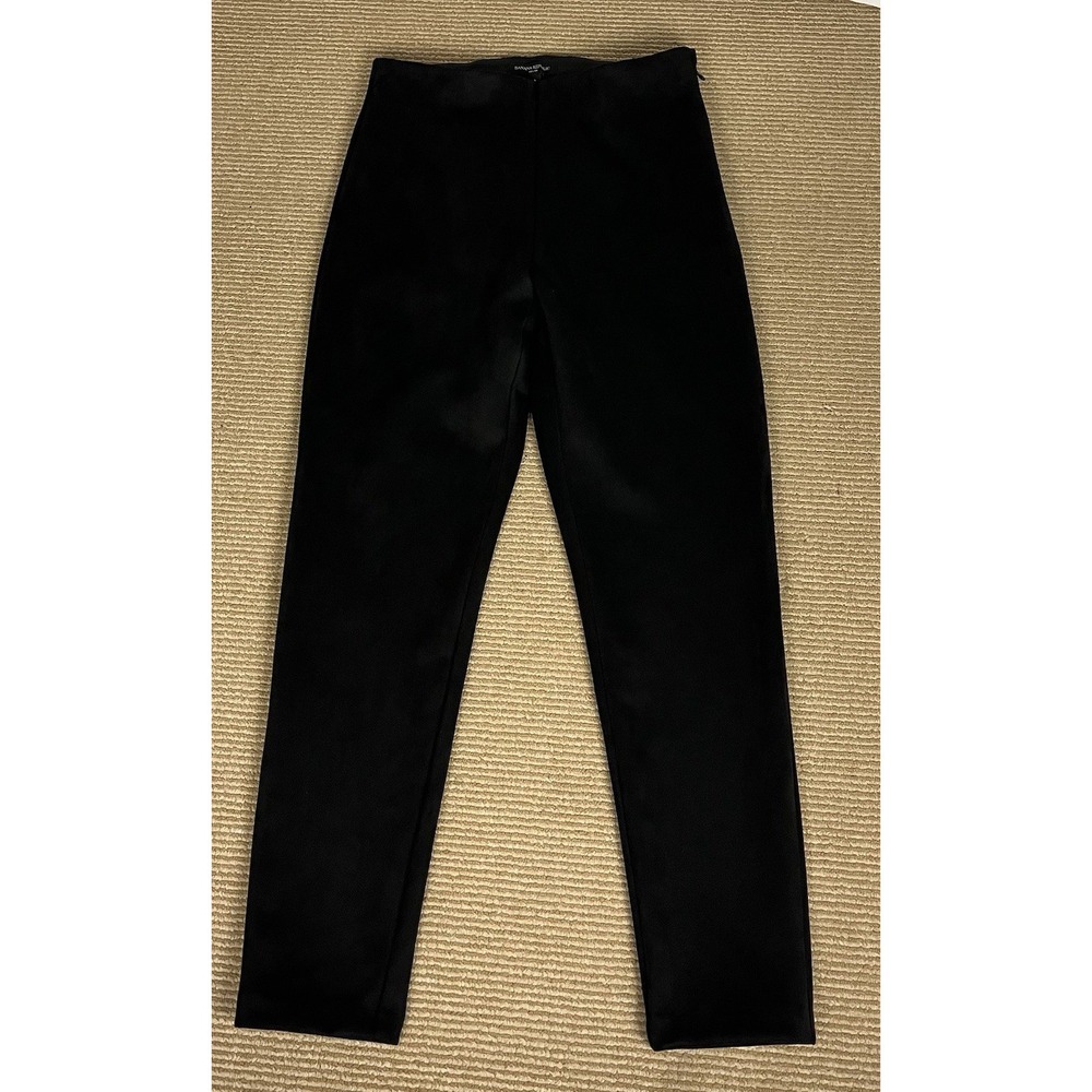 Banana Republic Size 8 Women Devon Pants High Rise‎ Black Faux Suede Inseam 27"